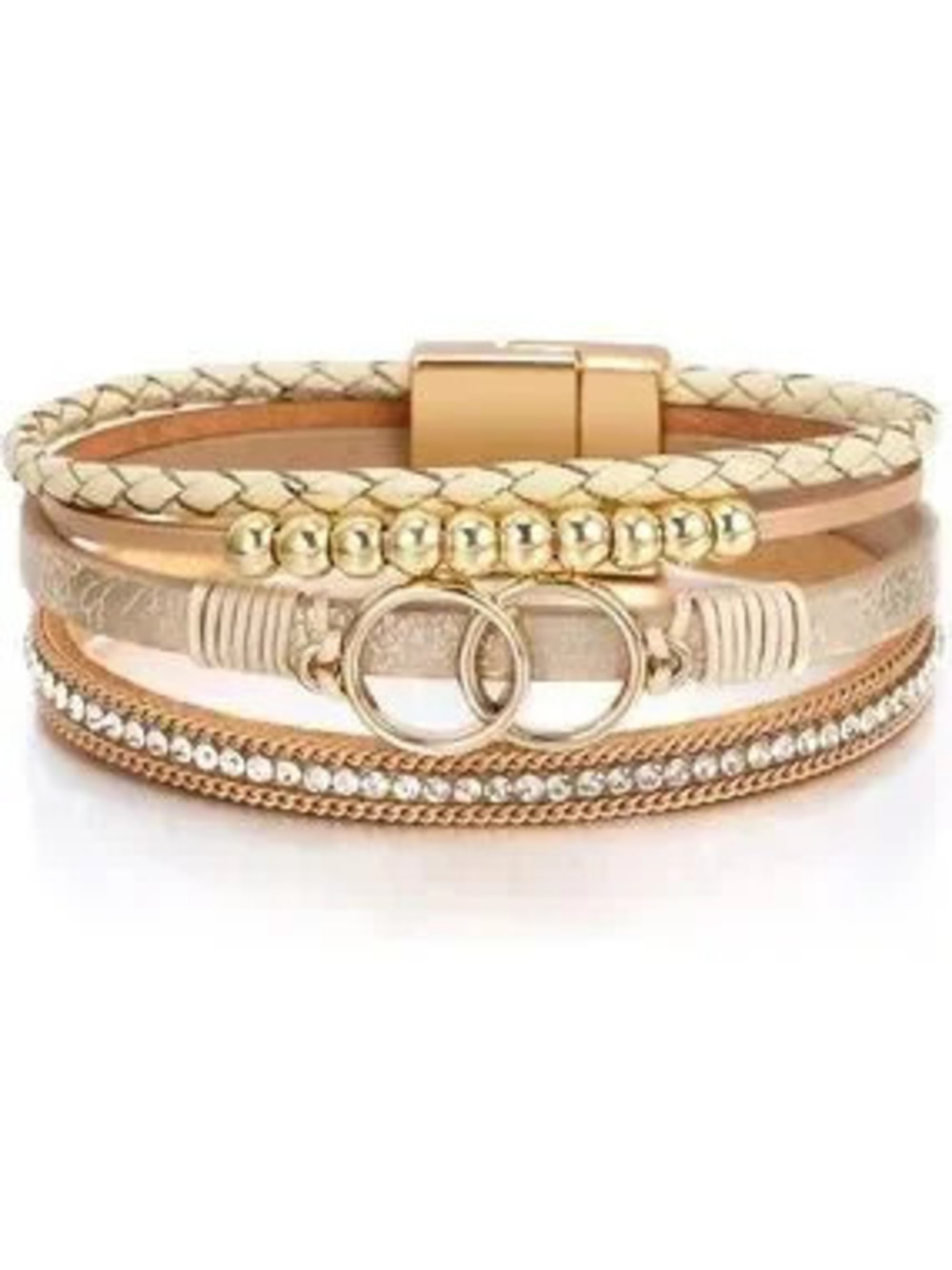 Anthropologie Gold and Cream Layered Charm Bracelet